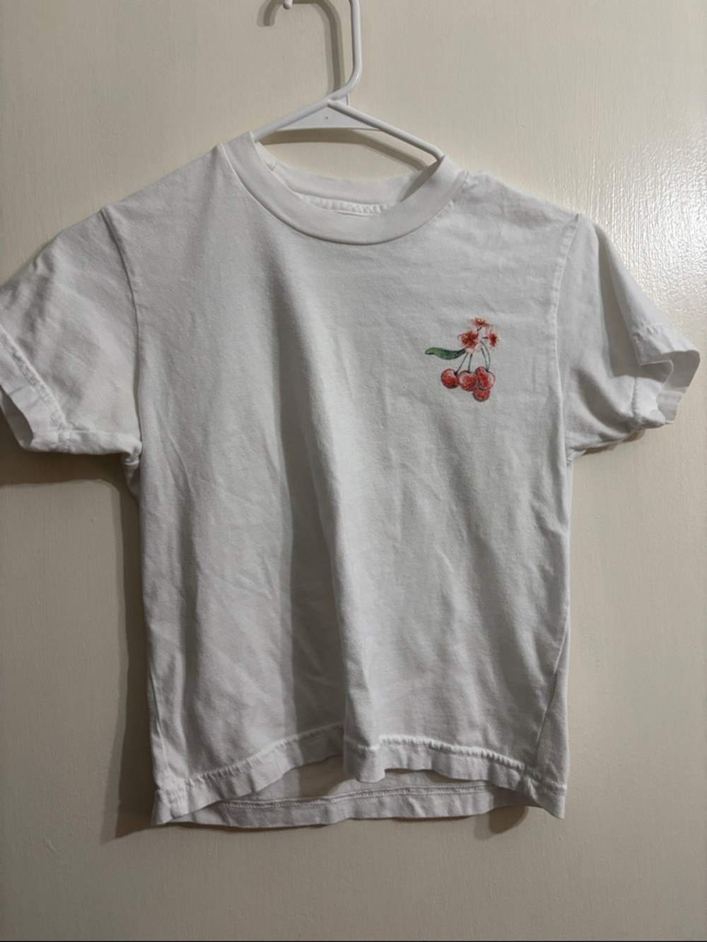 PacSun White Short Sleeve Tee with Cherry Motif